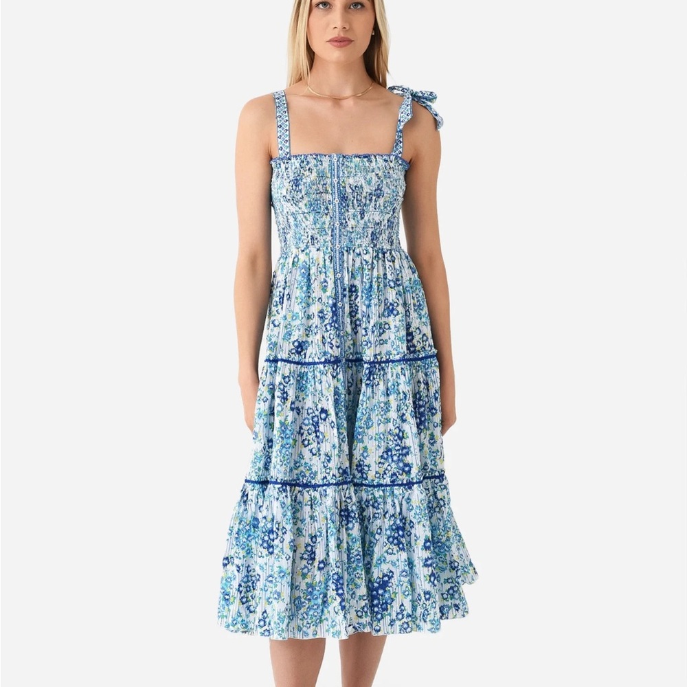 Blue Floral Tie-Shoulder Sundress